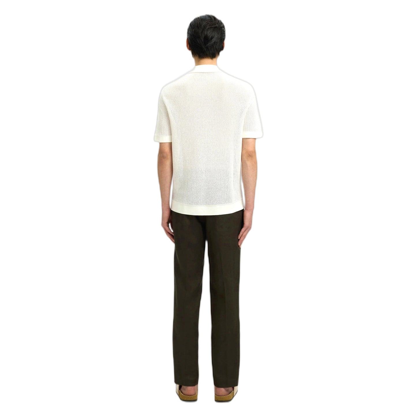 Selected Homme Shane SS Open Structure Polo Cardigan - Egret