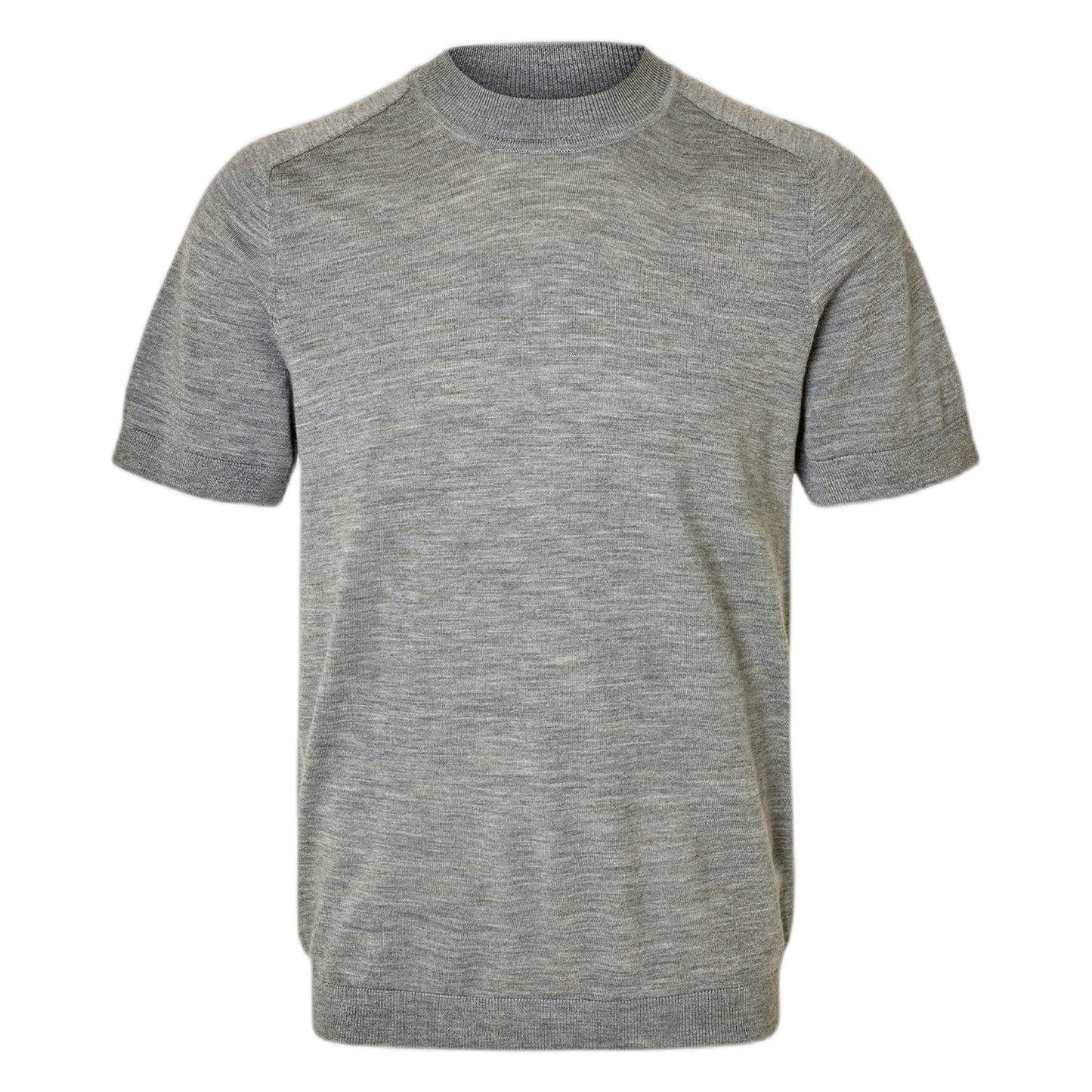 Selected Homme SS Knit Merino Crew Neck - Medium Grey Melange - T-Shirt di Selected Homme | Francis Concept
