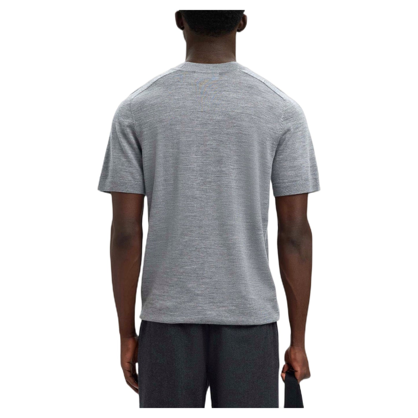 Selected Homme SS Knit Merino Crew Neck - Medium Grey Melange - T-Shirt di Selected Homme | Francis Concept