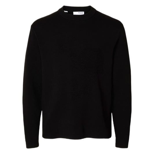 Selected Homme Teller Relaxes Crew Neck - Black - Maglieria di Selected Homme | Francis Concept