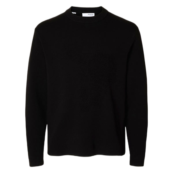 Selected Homme Teller Relaxes Crew Neck - Black - Maglieria di Selected Homme | Francis Concept