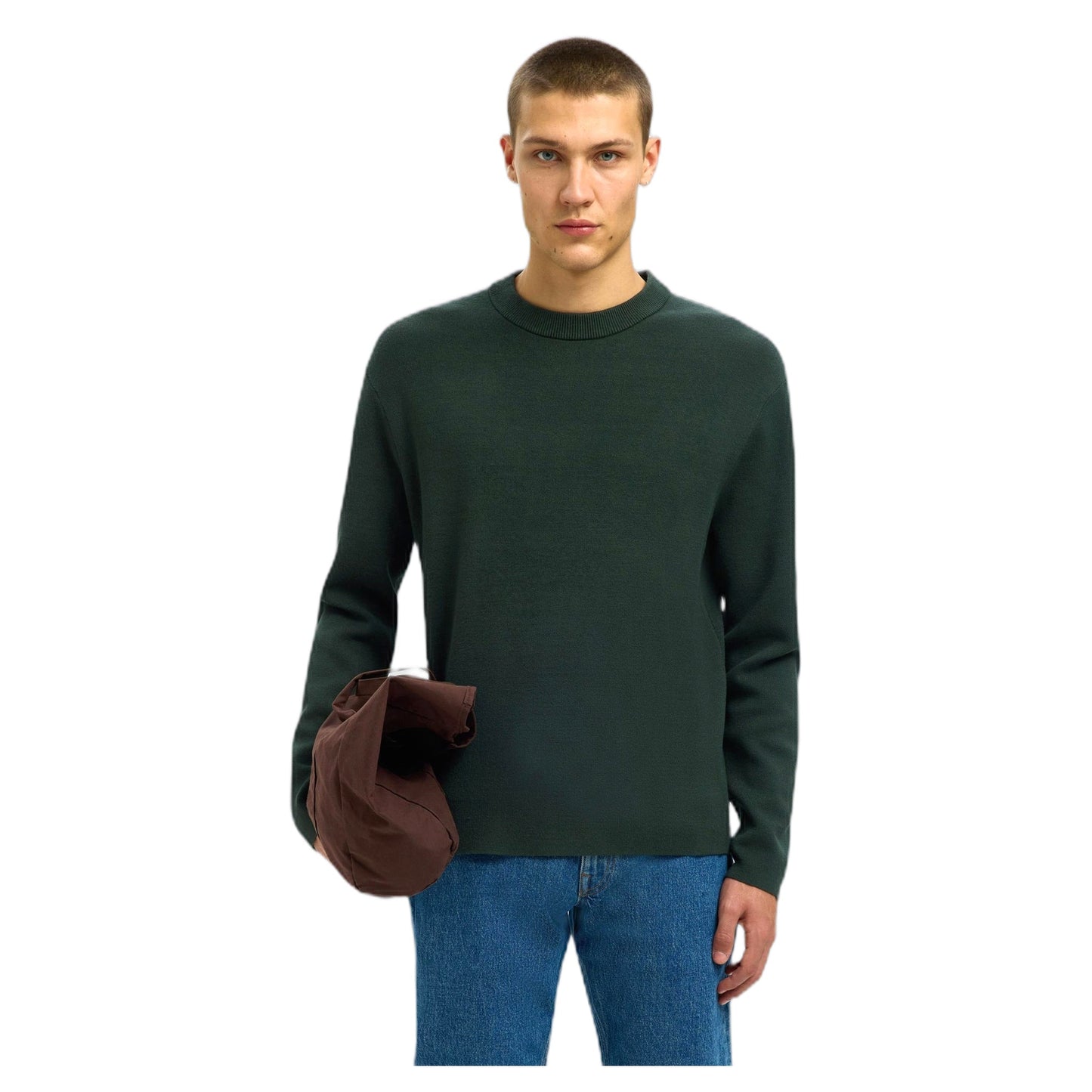 Selected Homme Teller Relaxes Crew Neck - Deep Forest - Maglieria di Selected Homme | Francis Concept