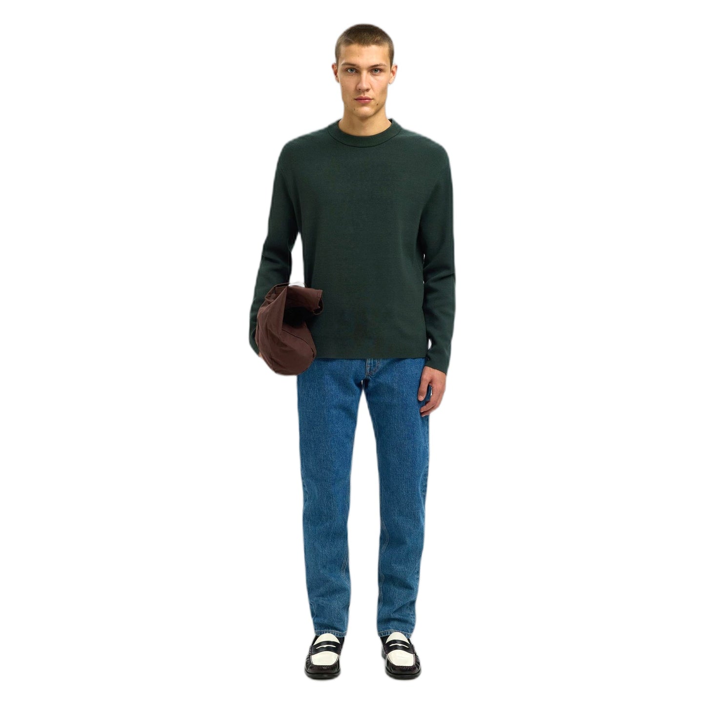 Selected Homme Teller Relaxes Crew Neck - Deep Forest - Maglieria di Selected Homme | Francis Concept