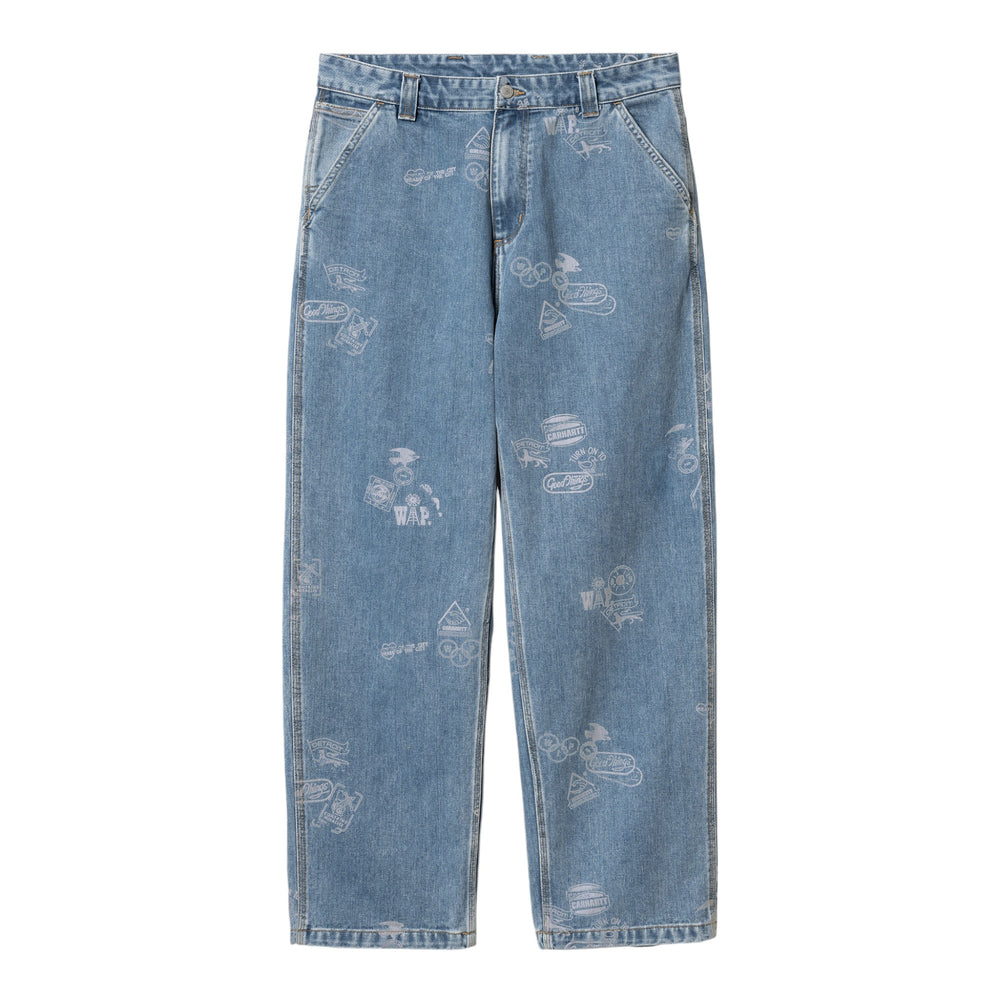 Carhartt Wip Stamp Pant - Stamp Print, Blue bleached Francis Concept