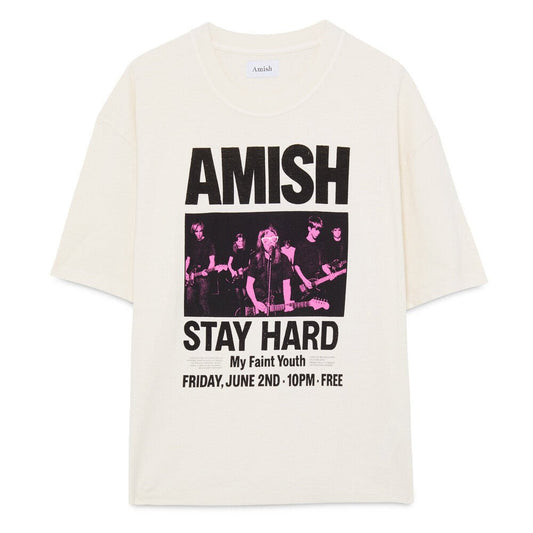 T-Shirt Amish Unisex Crop Jersey Stay Hard Dyed - Ecru-Francis Concept