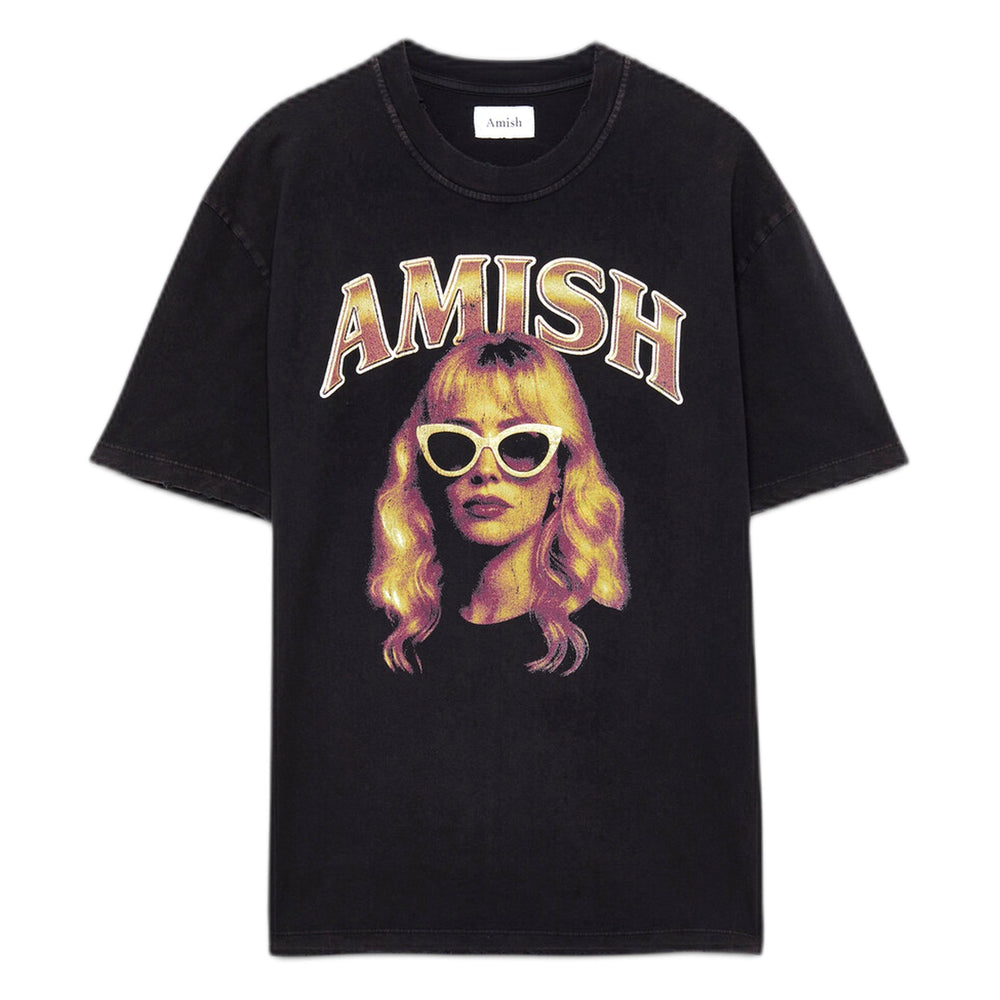 T-Shirt Amish Unisex Jersy long Hair Marmo Broken - Washed Black