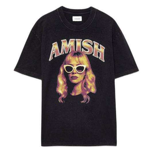 T-Shirt Amish Unisex Jersy long Hair Marmo Broken - Washed Black