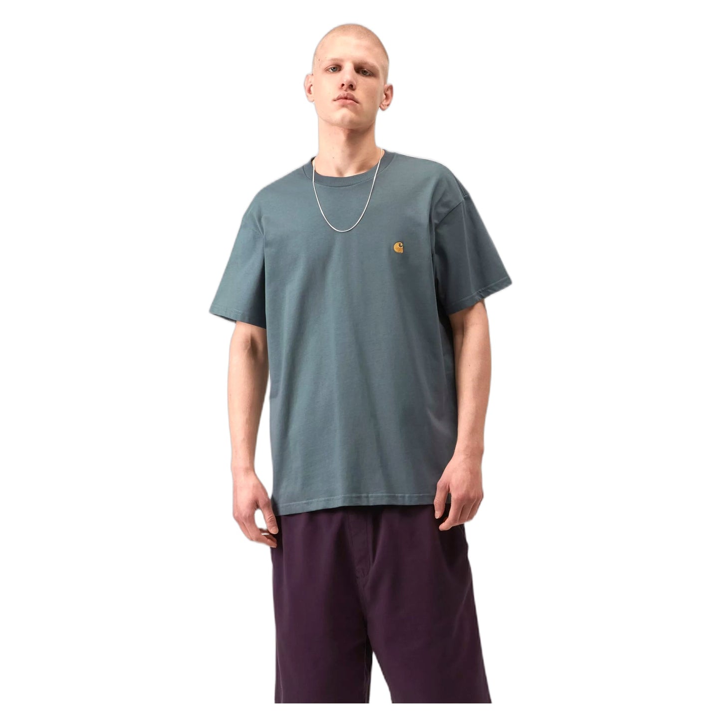 T-Shirt Carhartt Wip S/S Chase - Cozy Blue / Gold-Francis Concept