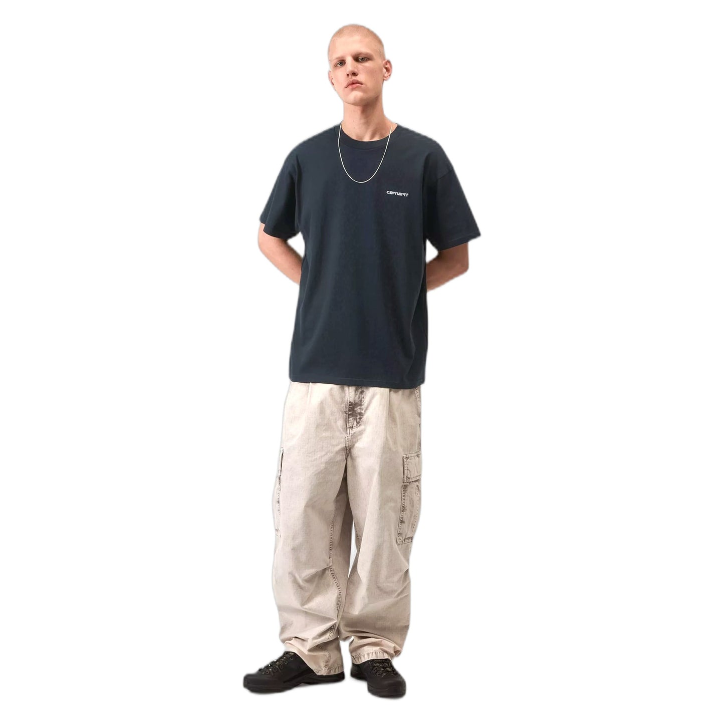 T-Shirt Carhartt Wip S/S Script Embroidery  - Deep Night