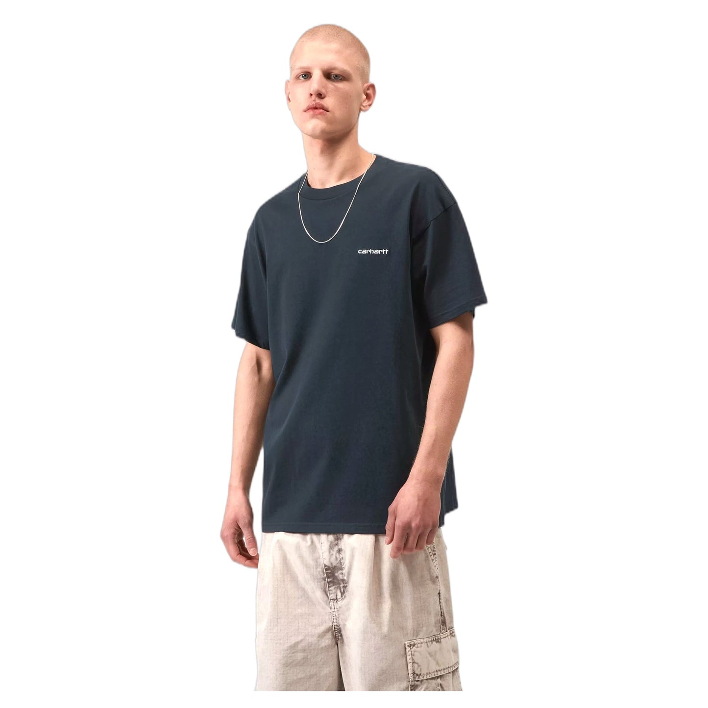 T-Shirt Carhartt Wip S/S Script Embroidery  - Deep Night