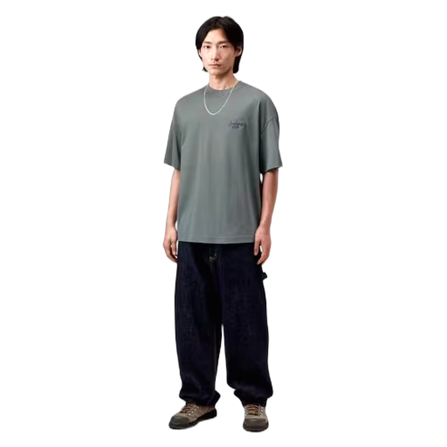 T-Shirt Carhartt Wip S/S Signature Script T-Shirt - Silver Pine / Jupiter - T-Shirt di Carhartt Wip | Francis Concept