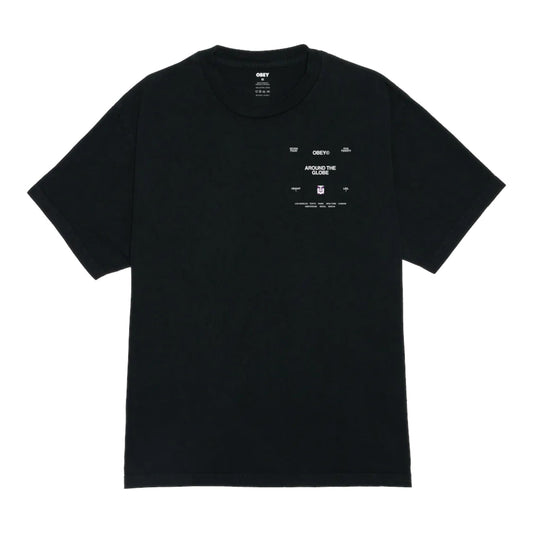 T-Shirt Obey Around The Globe Tee - Pigment True Vintage Black - T-Shirt di Obey | Francis Concept