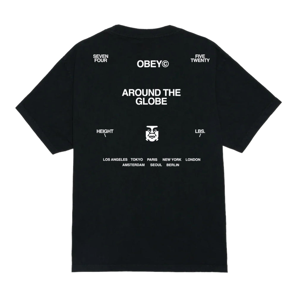 T-Shirt Obey Around The Globe Tee - Pigment True Vintage Black - T-Shirt di Obey | Francis Concept