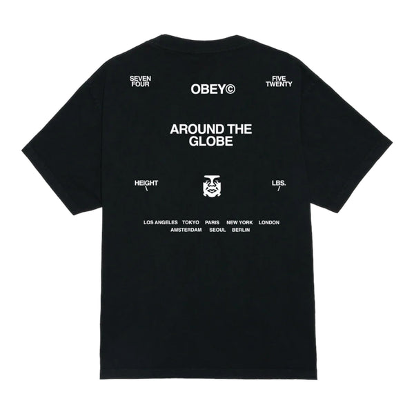 T-Shirt Obey Around The Globe Tee - Pigment True Vintage Black - T-Shirt di Obey | Francis Concept