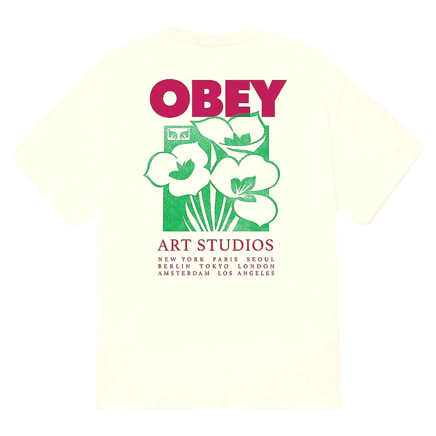T-Shirt Obey Art Studio Flowers Tee - Cream - T-Shirt di Obey | Francis Concept