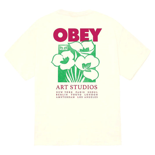 T-Shirt Obey Art Studio Flowers Tee - Cream - T-Shirt di Obey | Francis Concept