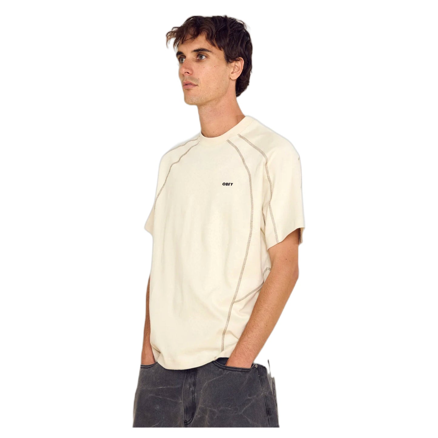 T-Shirt Obey Contrast Stitch Tee - Silver Birch-Francis Concept