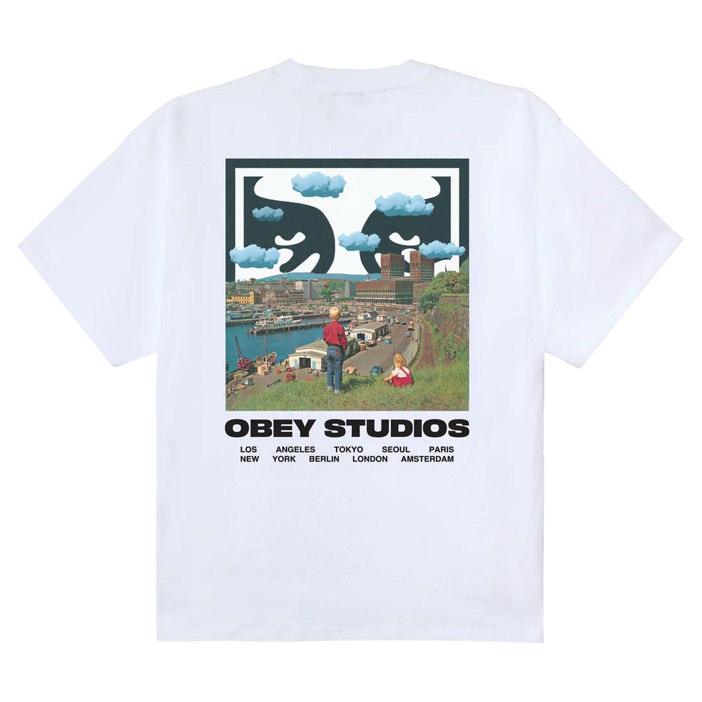 T-Shirt Obey Sky Face Tee - White - T-Shirt di Obey | Francis Concept