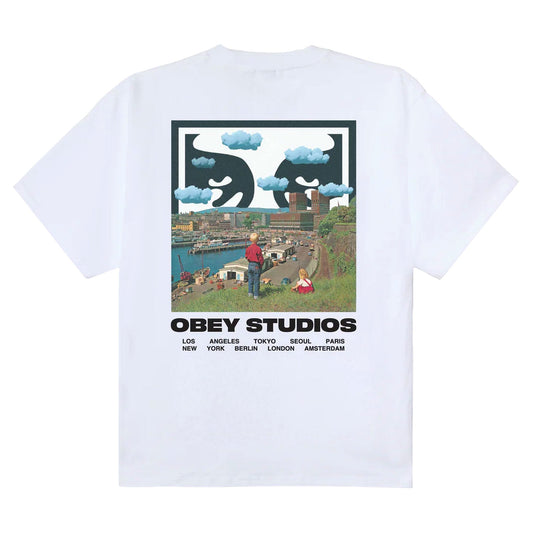 T-Shirt Obey Sky Face Tee - White-Francis Concept