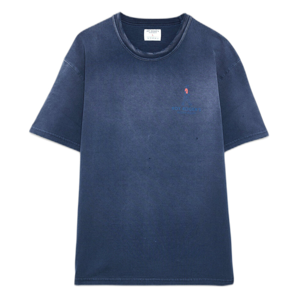 T-Shirt Roy Roger's Heavy Jersey Logo - Real Worn French Blue