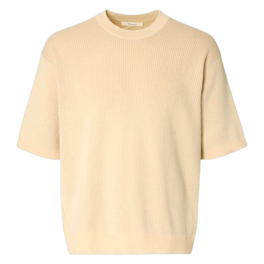 T-Shirt Seleceted Homme Mattis SS Plaited Relaxed Crewneck - Beige