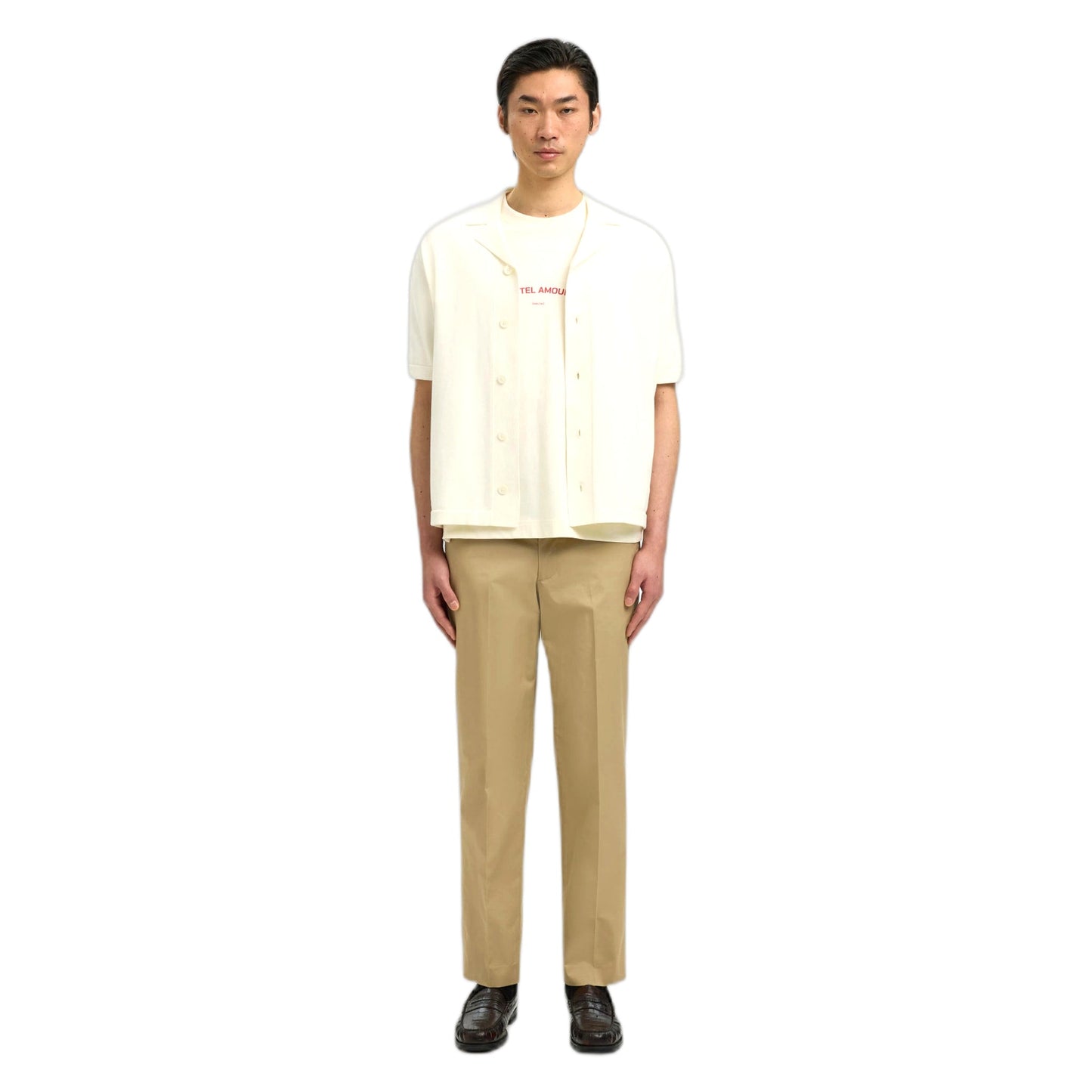 T-Shirt Selected Homme Amour Intarsia Relaxed Polo Cardigan - Bianco