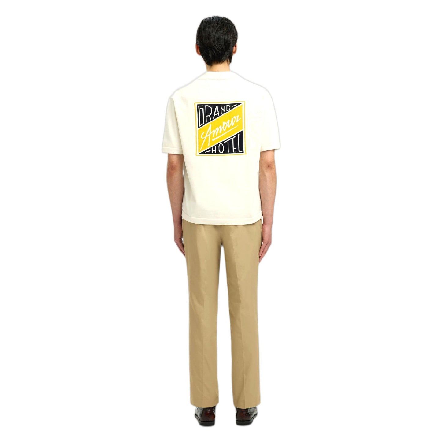 T-Shirt Selected Homme Amour Intarsia Relaxed Polo Cardigan - Bianco