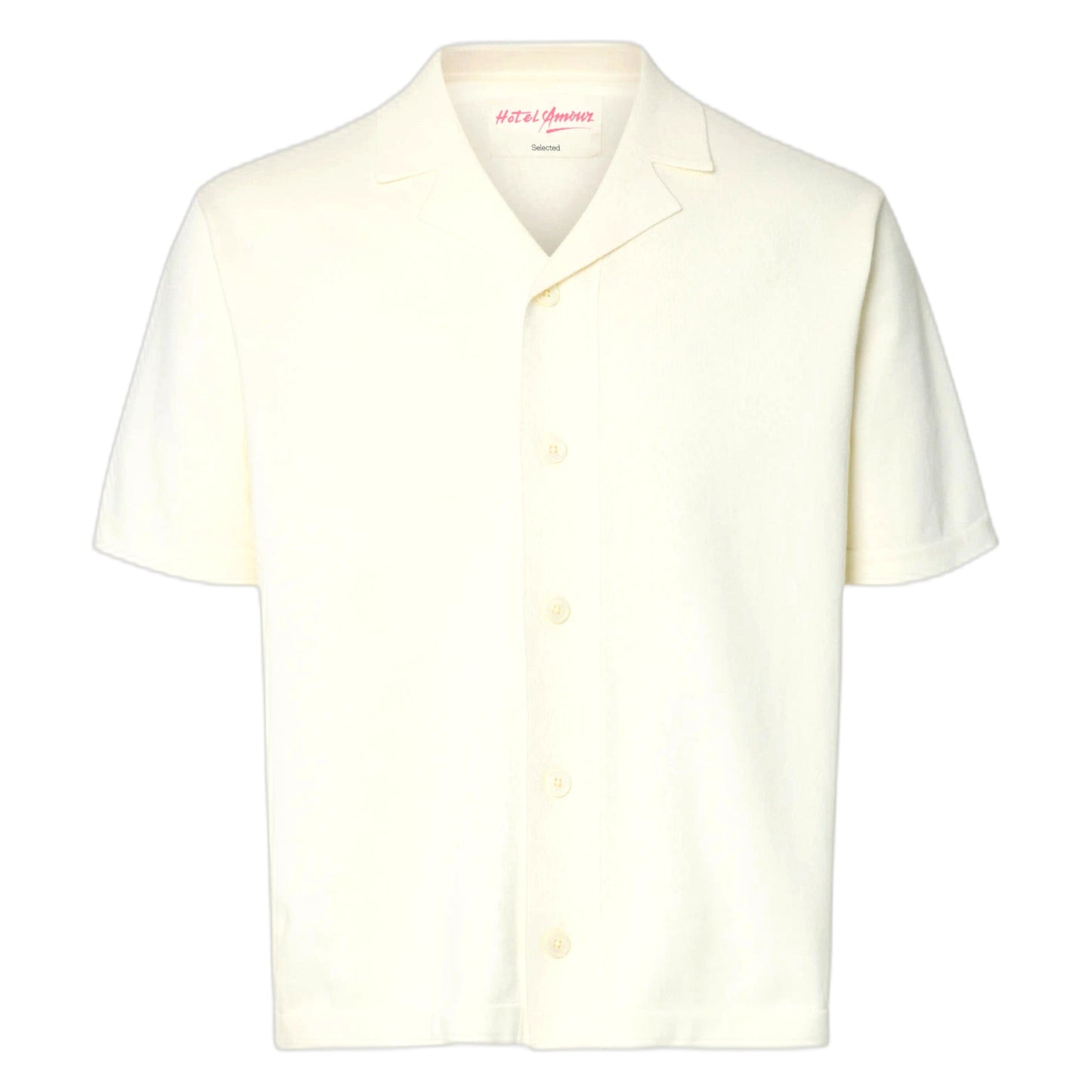 T-Shirt Selected Homme Amour Intarsia Relaxed Polo Cardigan - Bianco