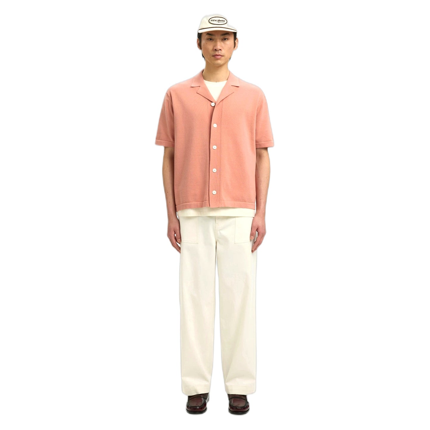 T-Shirt Selected Homme Amour Intarsia Relaxed Polo Cardigan - Rosa