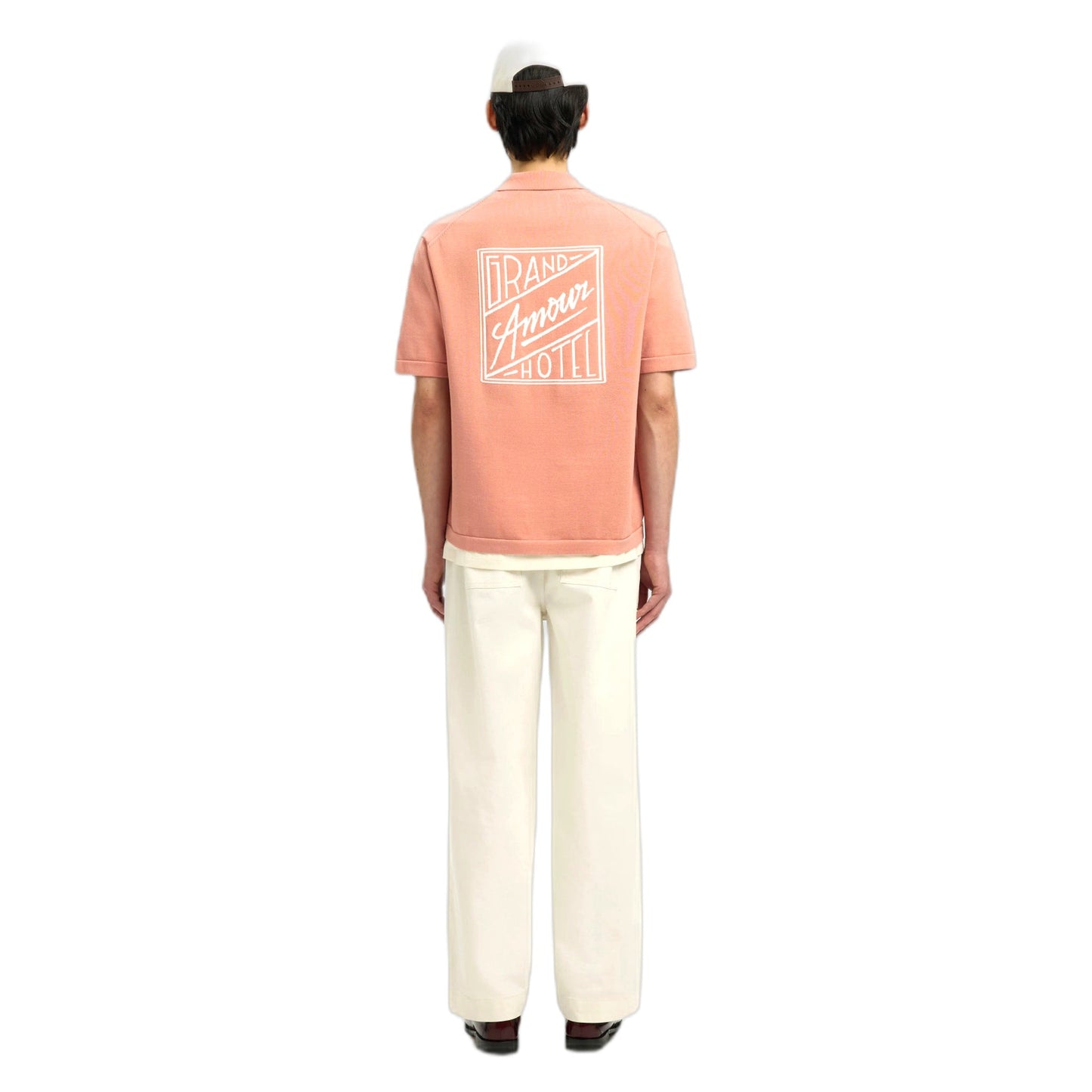 T-Shirt Selected Homme Amour Intarsia Relaxed Polo Cardigan - Rosa