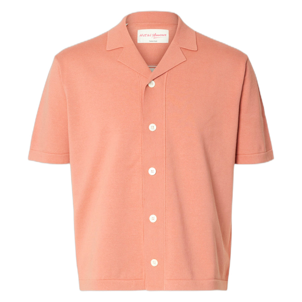 T-Shirt Selected Homme Amour Intarsia Relaxed Polo Cardigan - Rosa