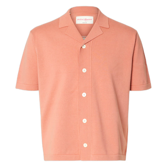 T-Shirt Selected Homme Amour Intarsia Relaxed Polo Cardigan - Rosa