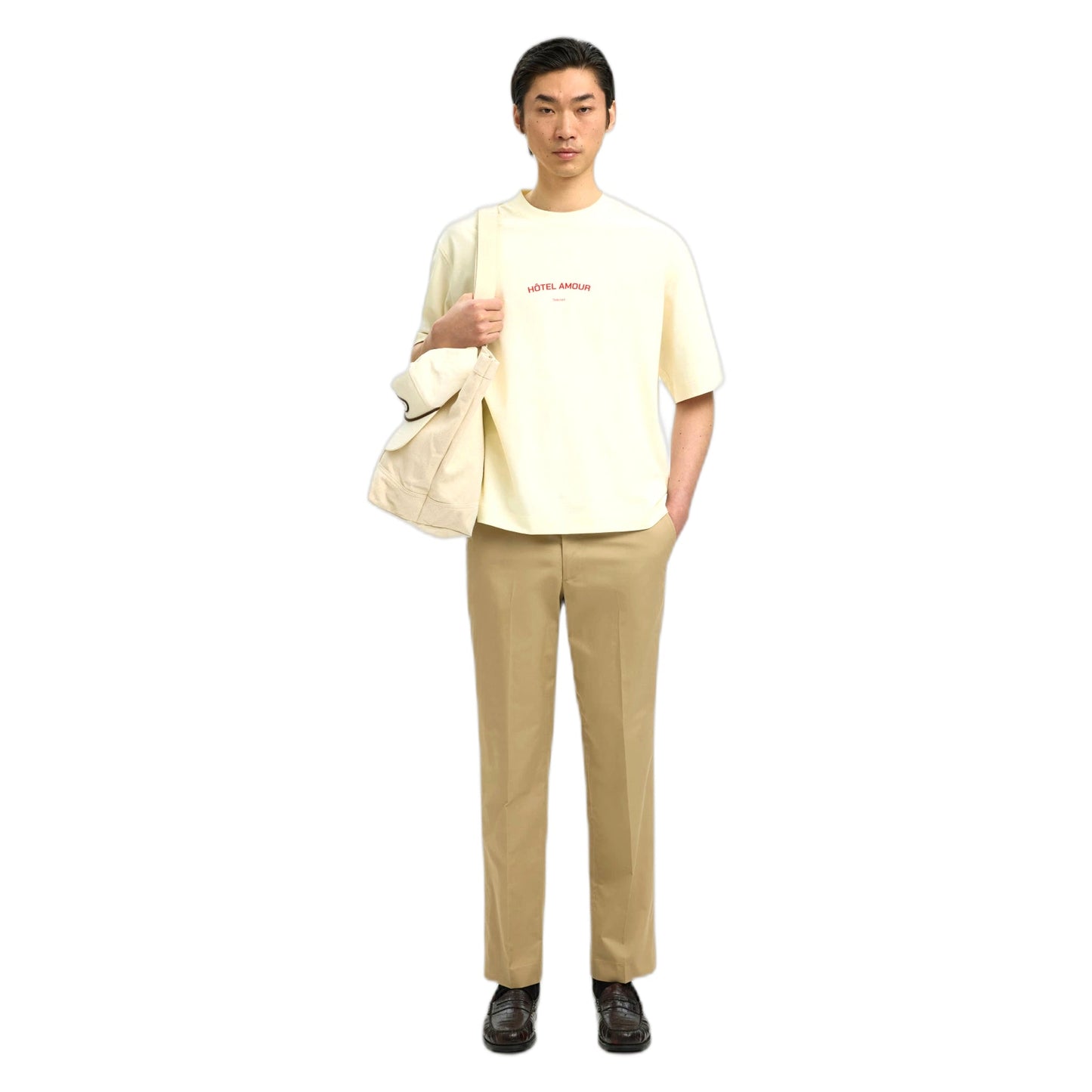 T-Shirt Selected Homme Boxy Liam SS O-Neck Tee Hotel Amour - Bianco