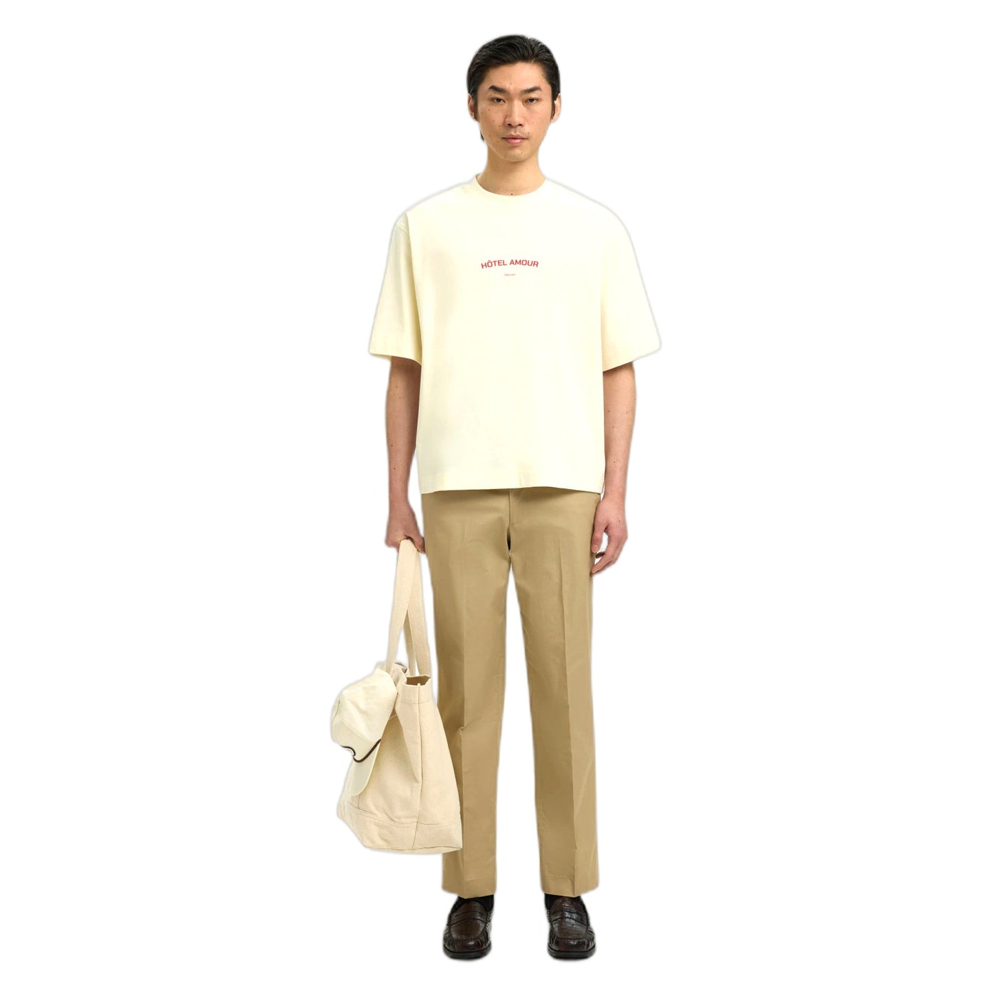 T-Shirt Selected Homme Boxy Liam SS O-Neck Tee Hotel Amour - Bianco