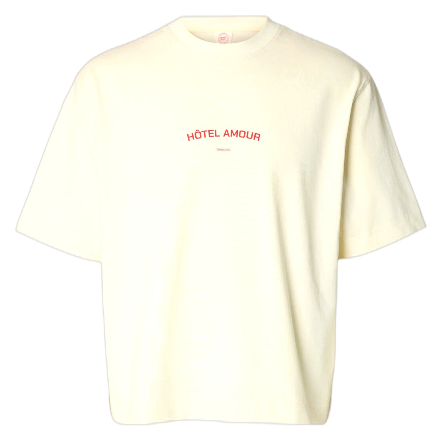 T-Shirt Selected Homme Boxy Liam SS O-Neck Tee Hotel Amour - Bianco