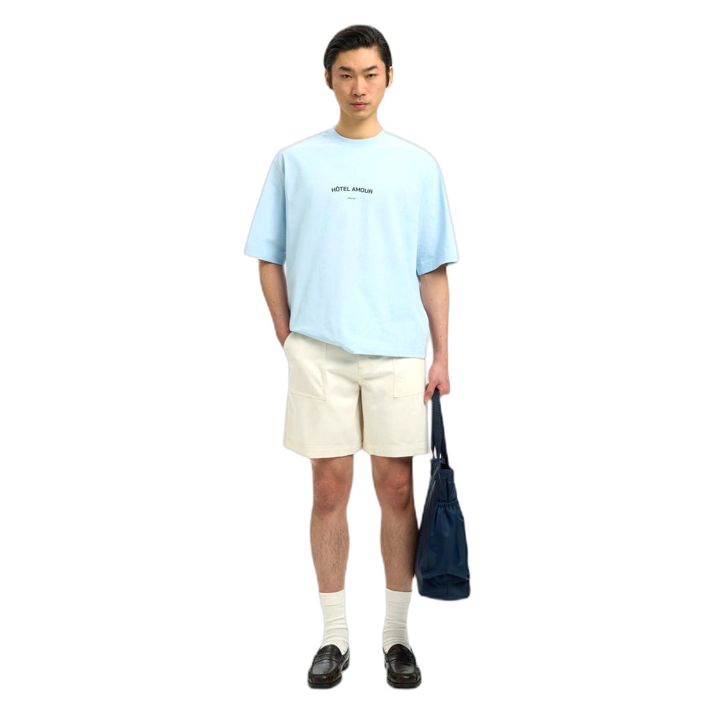 T-Shirt Selected Homme Boxy Liam SS O-Neck Tee Hotel Amour - Celeste