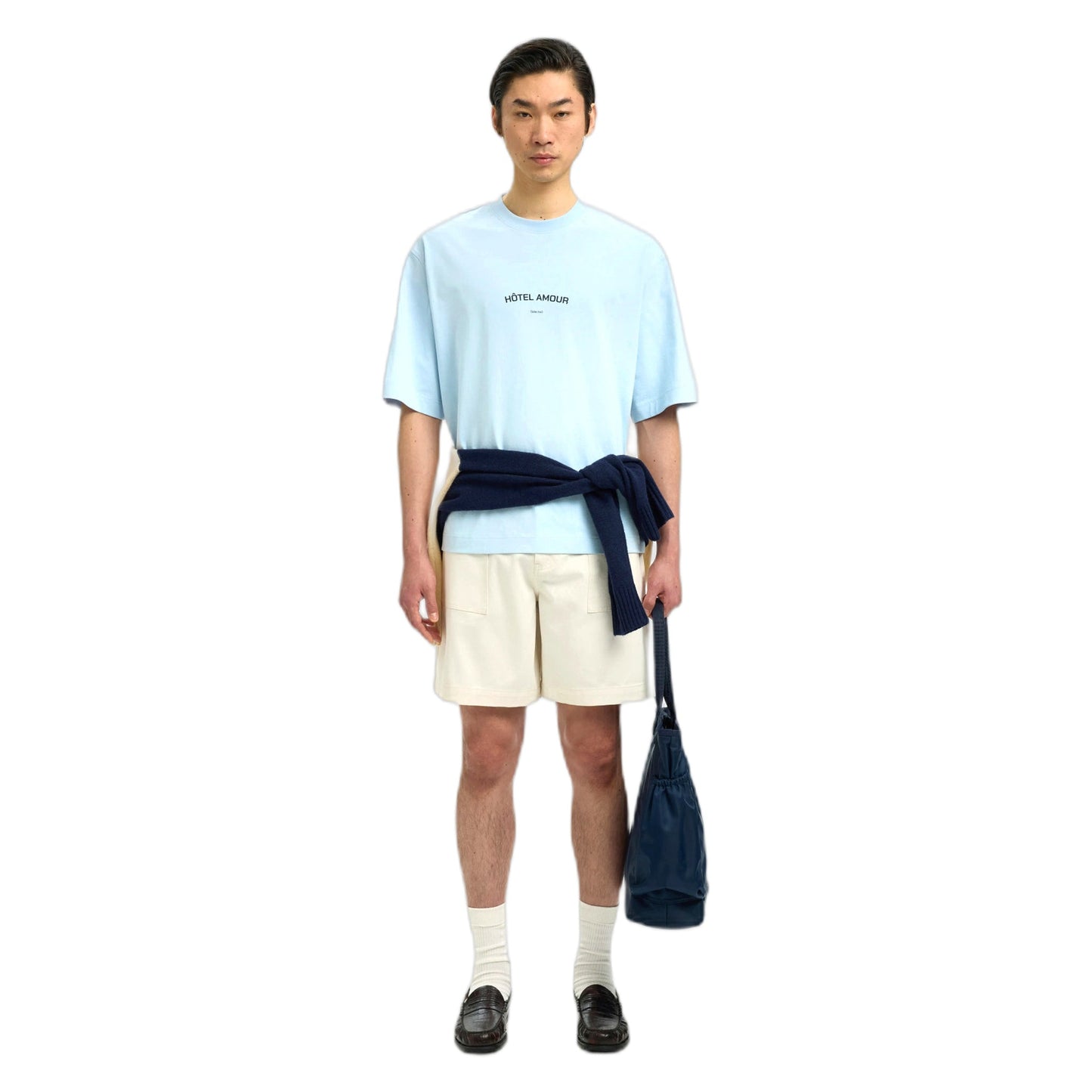 T-Shirt Selected Homme Boxy Liam SS O-Neck Tee Hotel Amour - Celeste