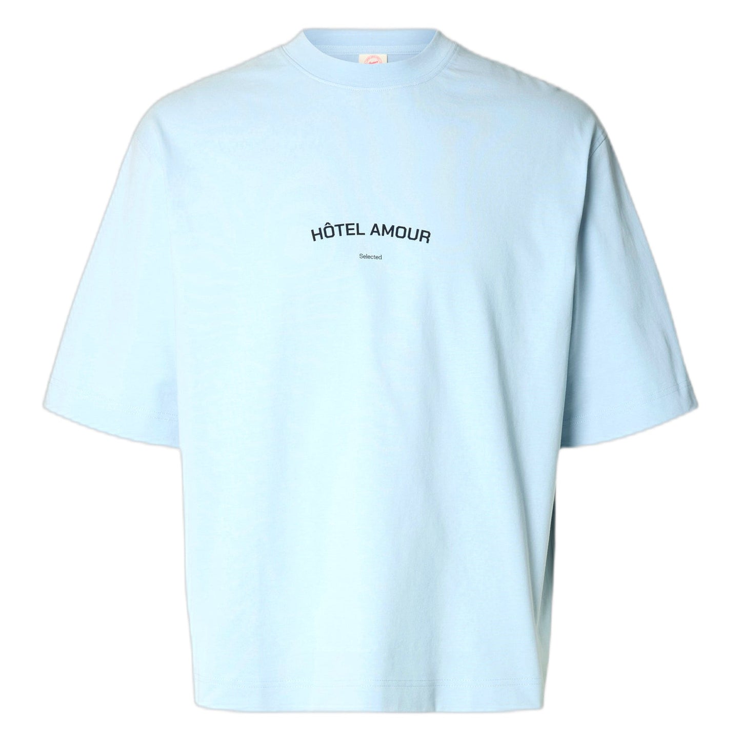 T-Shirt Selected Homme Boxy Liam SS O-Neck Tee Hotel Amour - Celeste