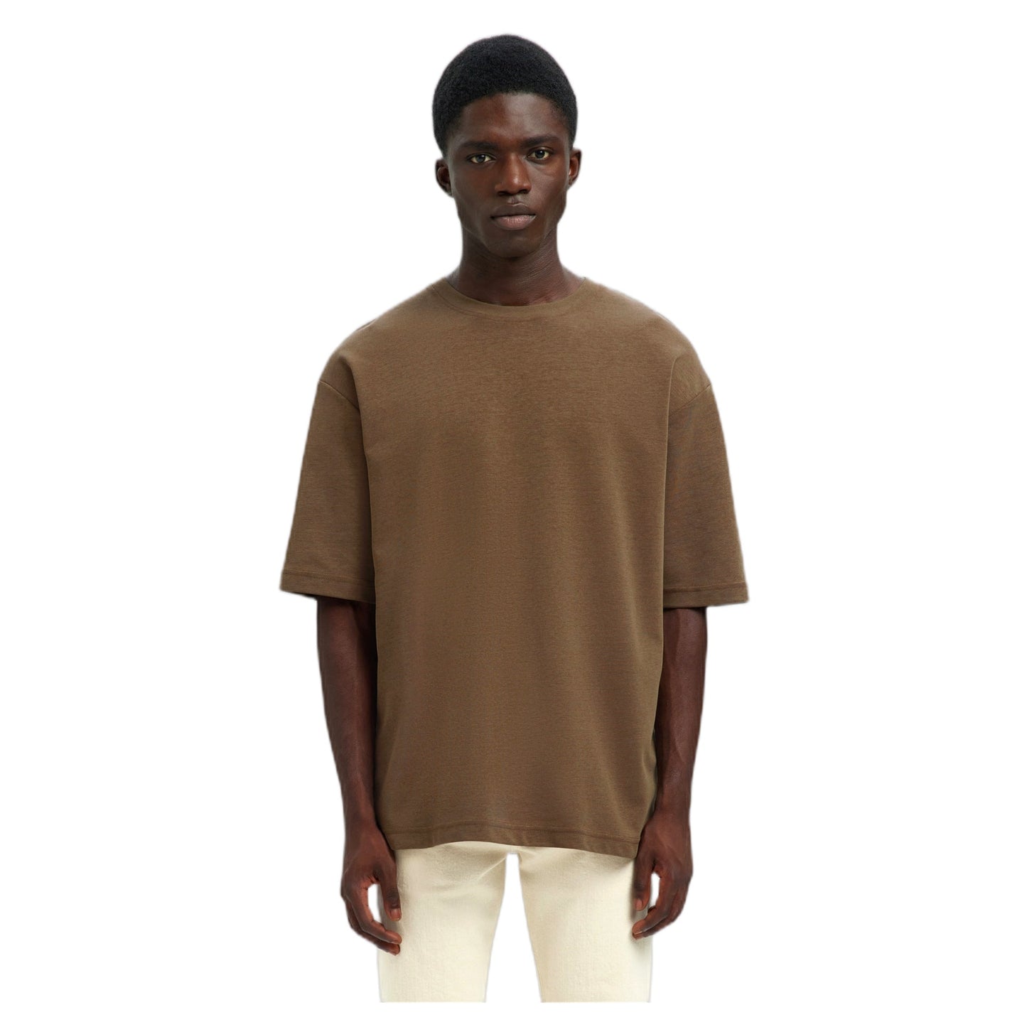 T-Shirt Selected Homme Loose Oscar SS O-Neck Tee - Marrone