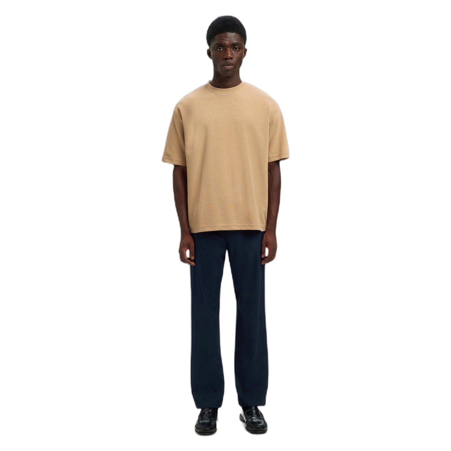 T-Shirt Selected Homme Loose Oscar SS O-Neck Tee - Tan-Francis Concept