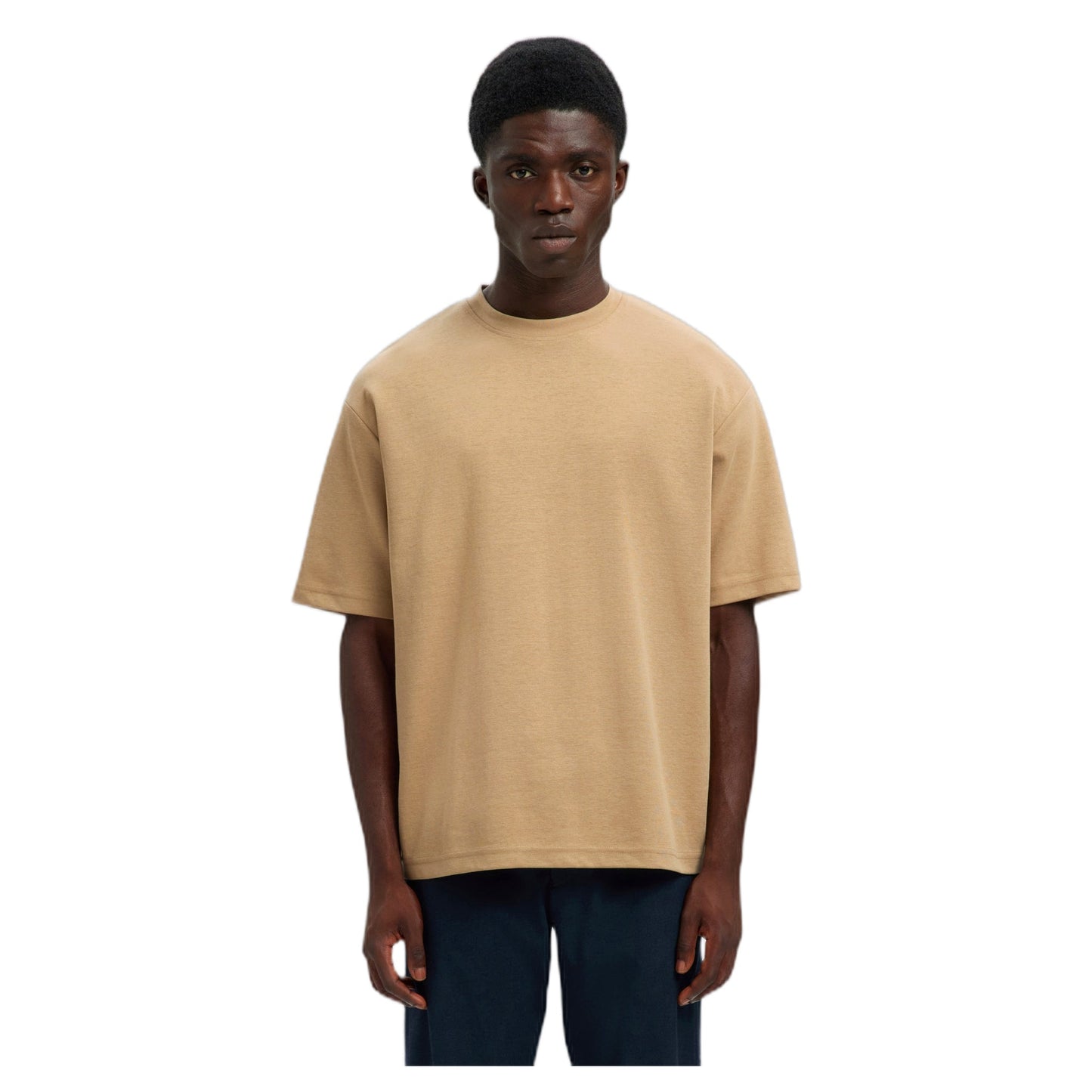 T-Shirt Selected Homme Loose Oscar SS O-Neck Tee - Tan-Francis Concept