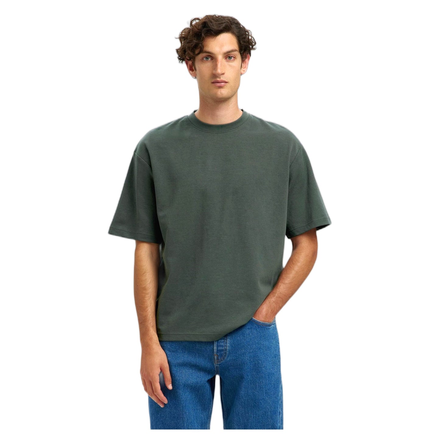 T-Shirt Selected Homme Loose Oscar SS O - Neck Tee - Verde - T-Shirt di Selected Homme | Francis Concept