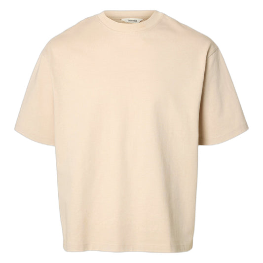 T-Shirt Selected Homme Relax Aspen 2-Ply - Beige-Francis Concept