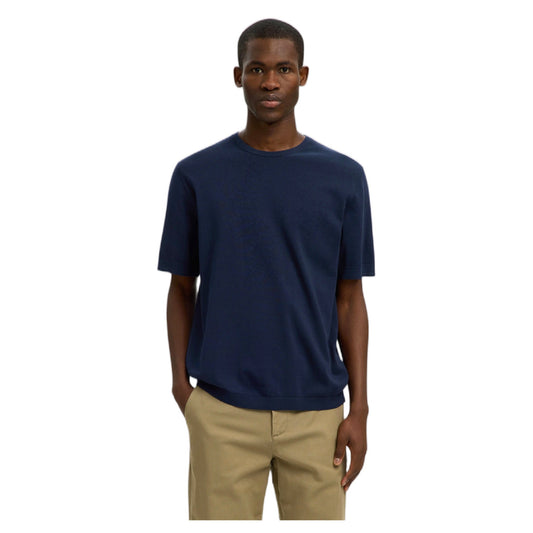 T-Shirt Selected Homme Torino SS Knit Crew Neck - Navy Blazer