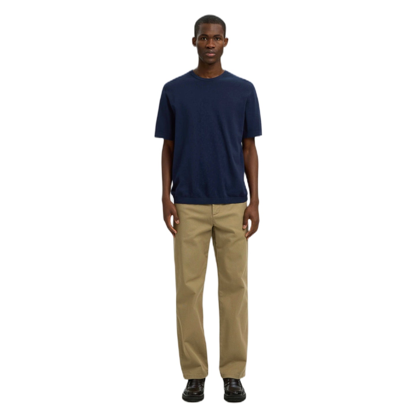 T-Shirt Selected Homme Torino SS Knit Crew Neck - Navy Blazer