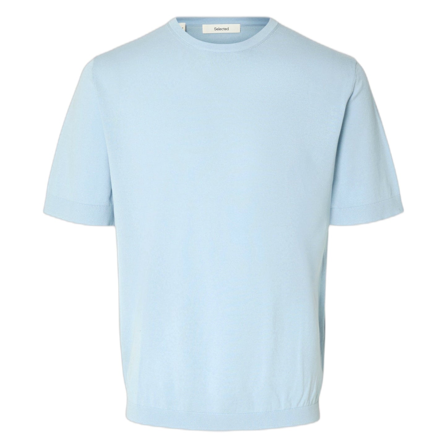 T-Shirt Selected Homme Torino SS Knit Crewneck - Celeste