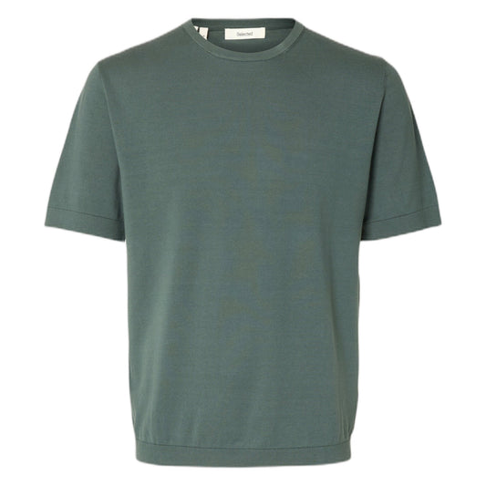 T-Shirt Selected Homme Torino SS Knit Crewneck - Verde-Francis Concept
