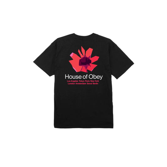 T-shirt Uomo Obey House Of Obey Floral Classic Tee - Nero - T-Shirt di Obey | Francis Concept