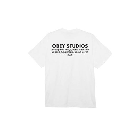 T-shirt Uomo Obey Studios Eye Heavyweight Classic Tee - Bianco - T-Shirt di Obey | Francis Concept
