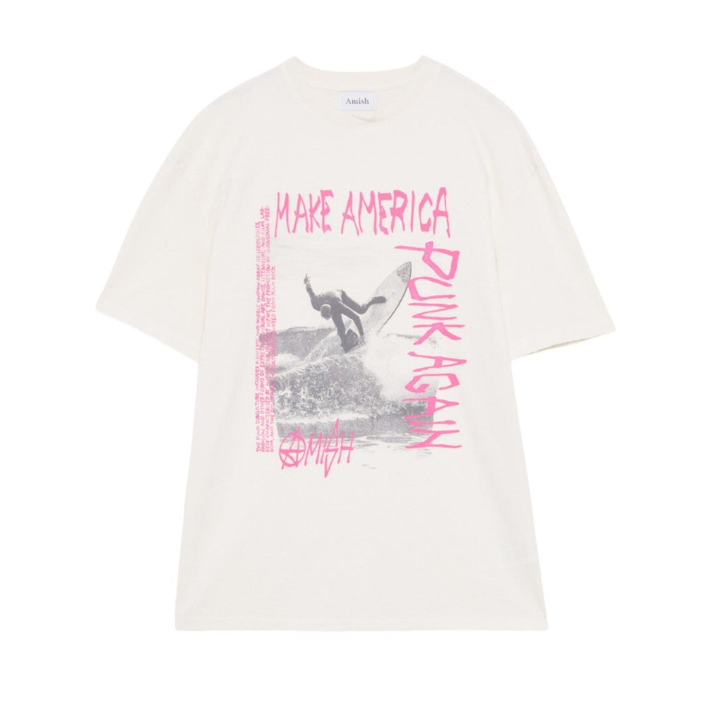 T-shirt Uomo oversize Amish Punk surf MAN AMISH Jersey Real Vintage Off White Bianco - T-Shirt di Amish | Francis Concept